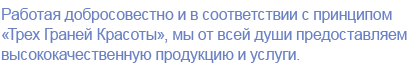 Работая добросовестно и в соответствии с принципом «Трех Граней Красоты», мы от всей души предоставляем высококачественную продукцию и услуги.