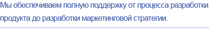 Мы обеспечиваем полную поддержку от процесса разработки продукта до разработки маркетинговой стратегии.